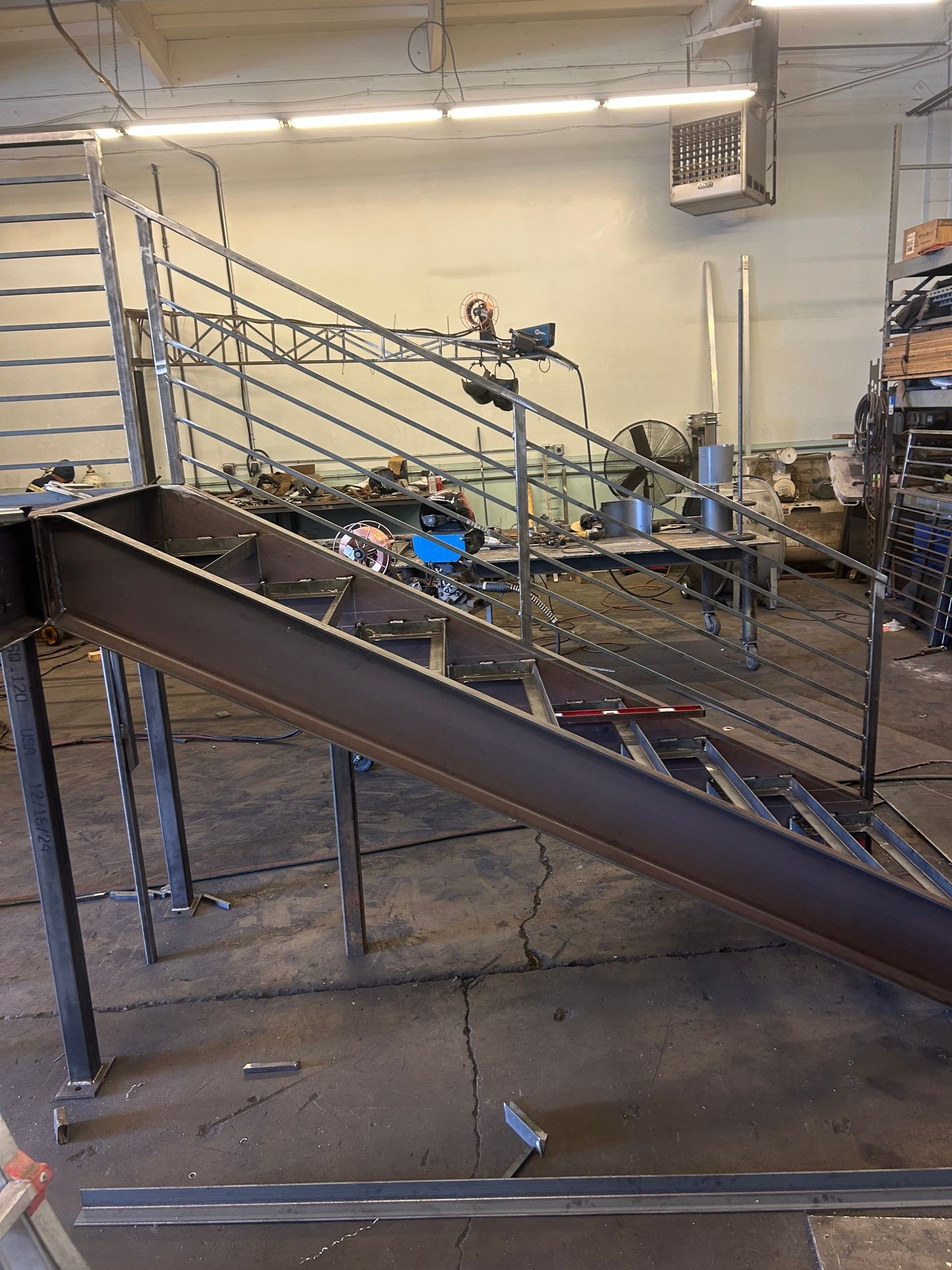 metal stairs welded by welders in a workshop and they are steel in the Bay Area